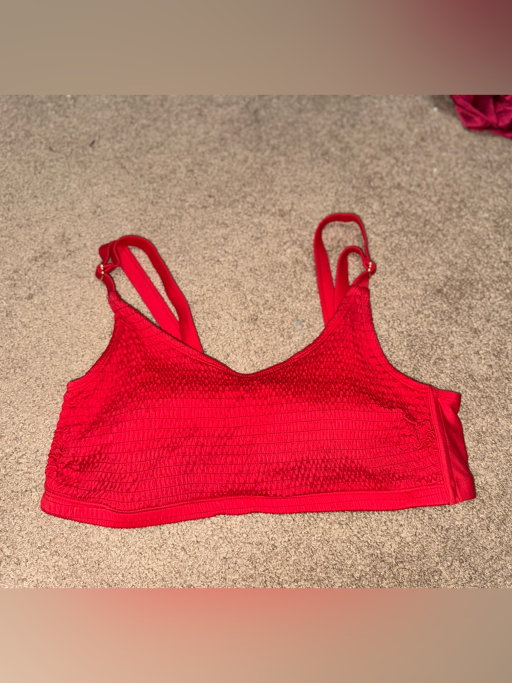Red Smocked Bikini Top - wild fable